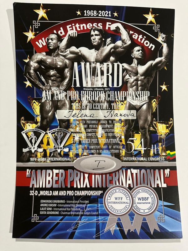 WFF Amber Prix International diploms, 2021: 1. vieta